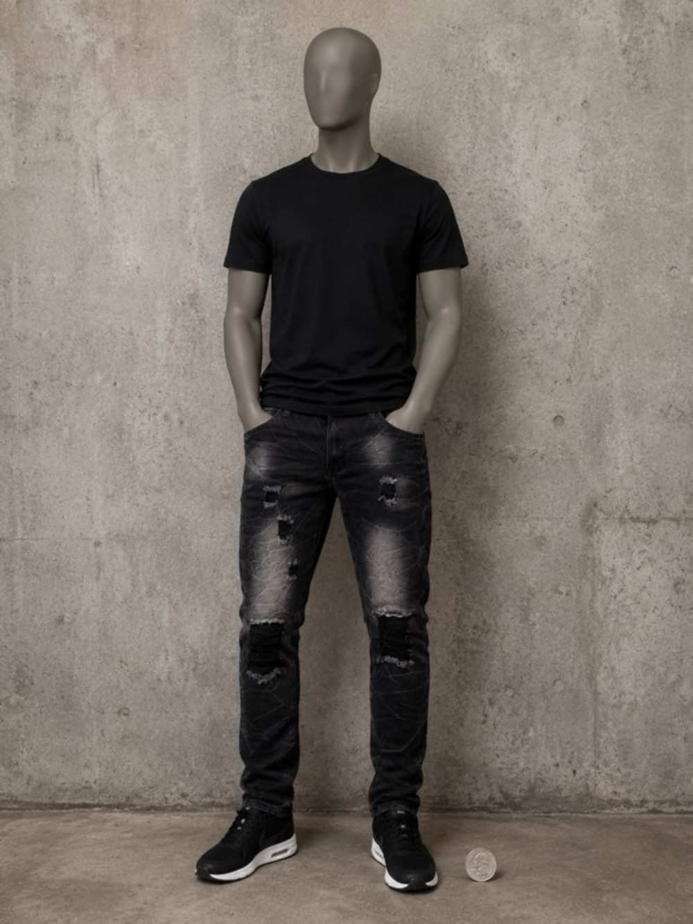 Boys Distressed Black Slim Fit Jeans